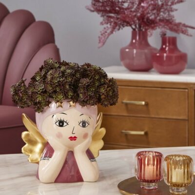 vaso senhora anjinho, 20 cm, pormenores, presente ideal, bombons, flores secas ou naturais, decoração