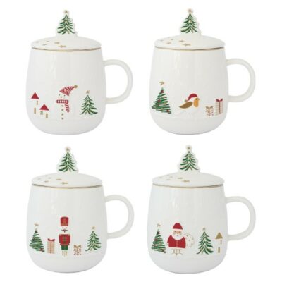 Caneca com Tampa e Infusor “Let it Snow”