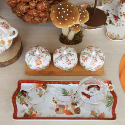 🍂 Harvest – Conjunto de 3 Potes com Base em Madeira