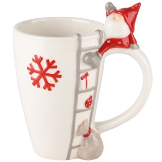caneca natalina escada com gnomo