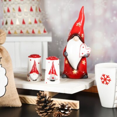 caneca natalina escada com gnomo