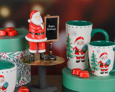 ☕ Caneca com Colher “Pai Natal & Árvore de Natal”