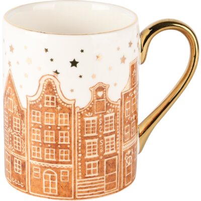 caneca natalina casinhas douradas