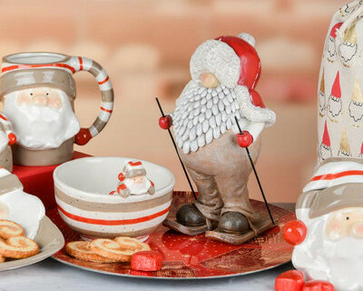 Pote Pai Natal com Tampa – Cerâmica Castanha e Vermelha