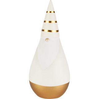 Gnomo Decorativo Branco & Dourado – Cerâmica Elegance
