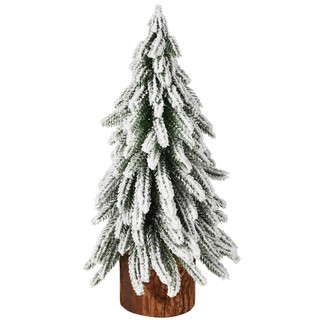 Pinheiro Decorativo com Neve – Base em Madeira