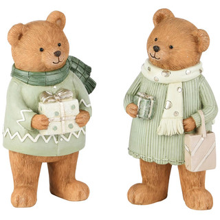 🧸 Figuras Ursinhos de Inverno – Casal com Presentes