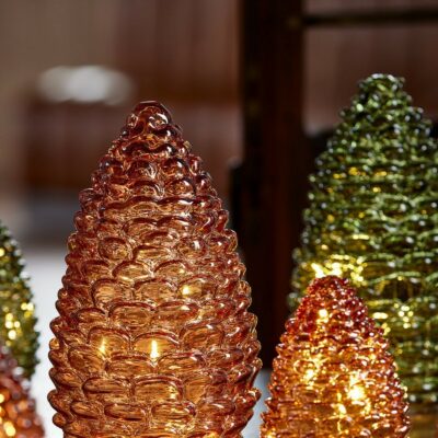 pinha led decorativa âmbar, home decorr, decoração, mesas festivas ,natal