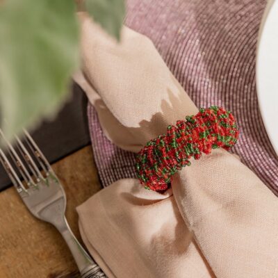 Porta-guardanapo Bagas Vermelhas e Verdes