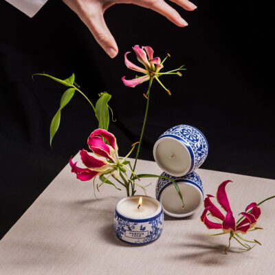 Conjunto de Velas Aromáticas Gold & Blue 70g x 3