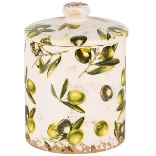 Pote Decorativo com Tampa – Motivo de Azeitonas