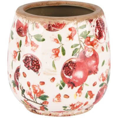 Vaso Decorativo com Estampado de Romãs – Cerâmica