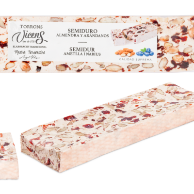 Nougat de Amêndoa Semi-Duro com Cranberries (Arandos Vermelhos) – 300g