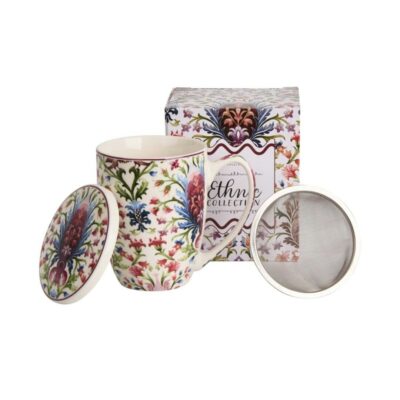Caneca de Infusão “Ethnic Collection” – Porcelana – Padrão Floral Clássico