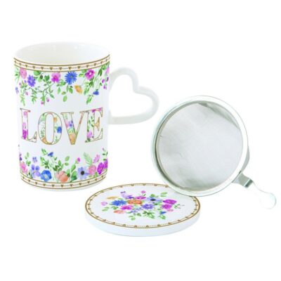Caneca de Infusão com Filtro “Mon Amour” – Porcelan