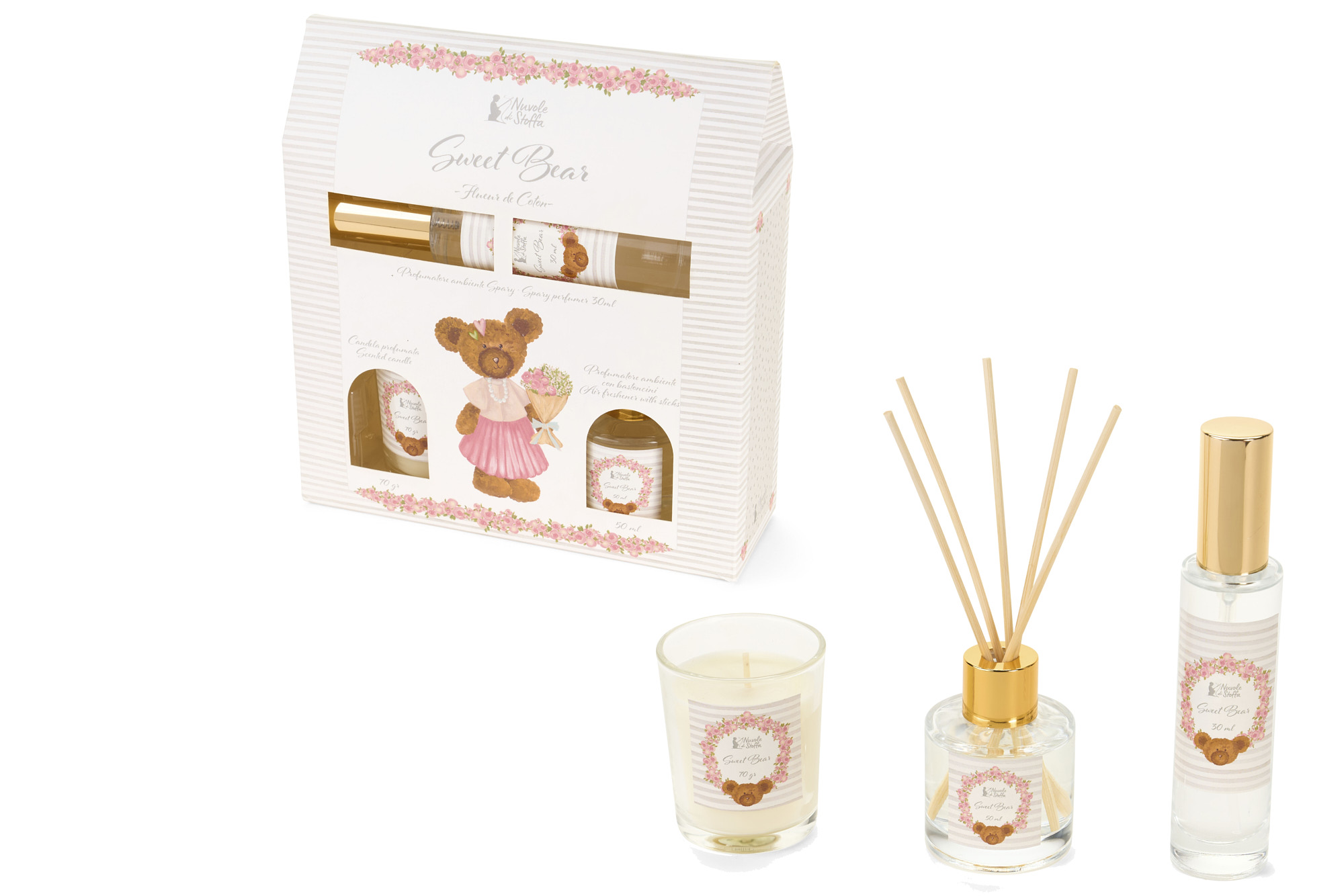 SFI260102 Sweet Bear – Conjunto Difusor, Spray e Vela Aromática