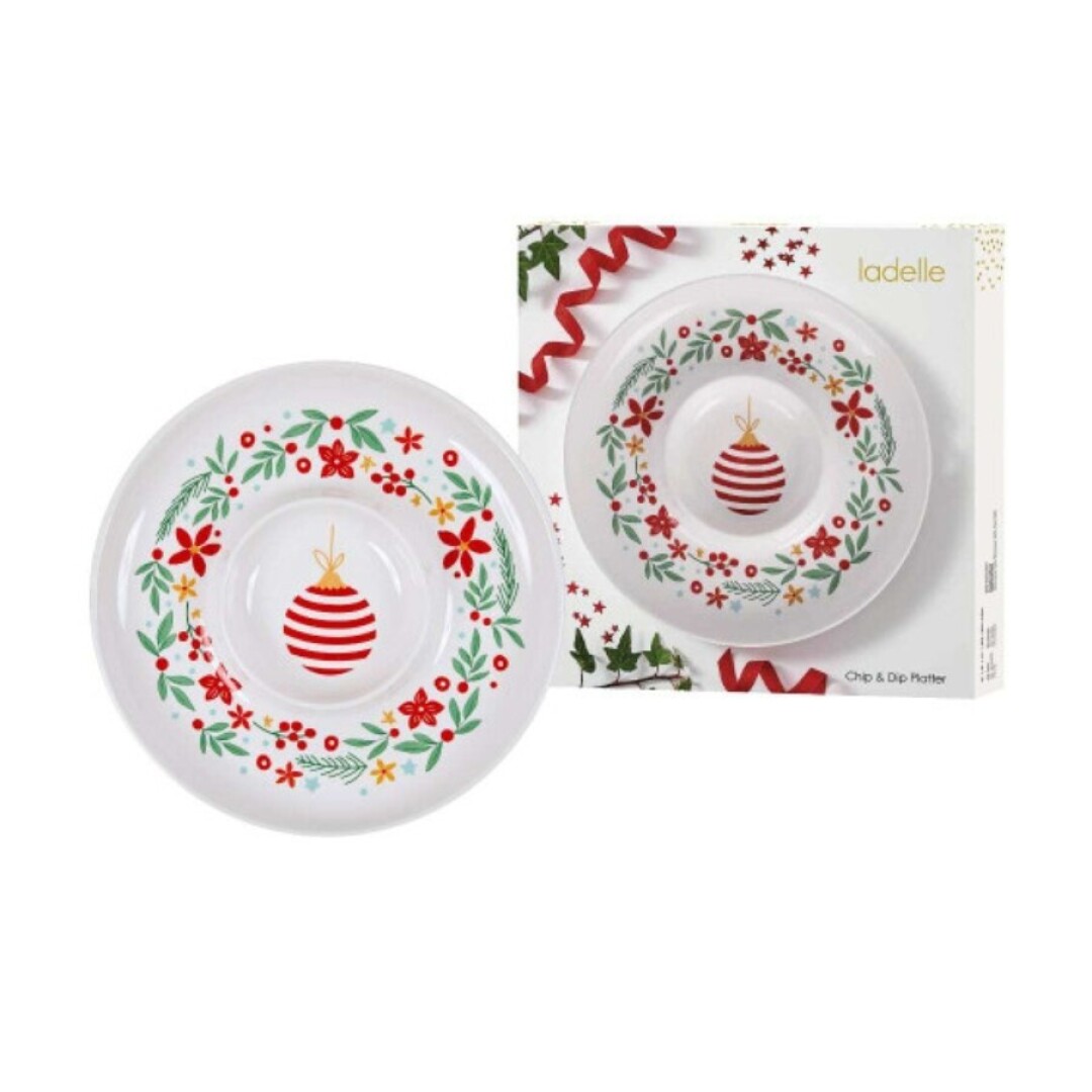 3KY800030741 Prato para Aperitivos e Molhos de Natal